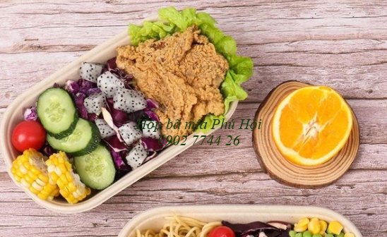 Hộp bã mía 1 ngăn kèm nắp bã mía 700ml