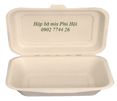 Hộp bã mía 1 ngăn nắp liền 600ml