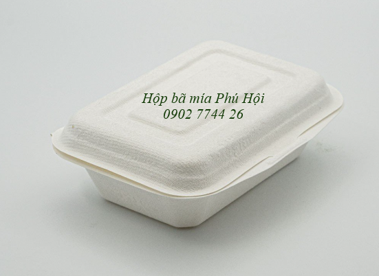 Hộp bã mía 1 ngăn nắp liền 600ml