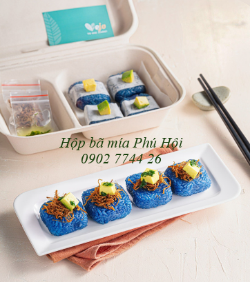 Hộp bã mía 2 ngăn nắp liền 800ml