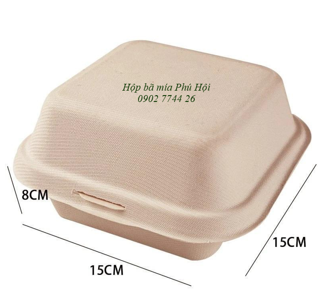 Hộp bã mía vuông hamburger