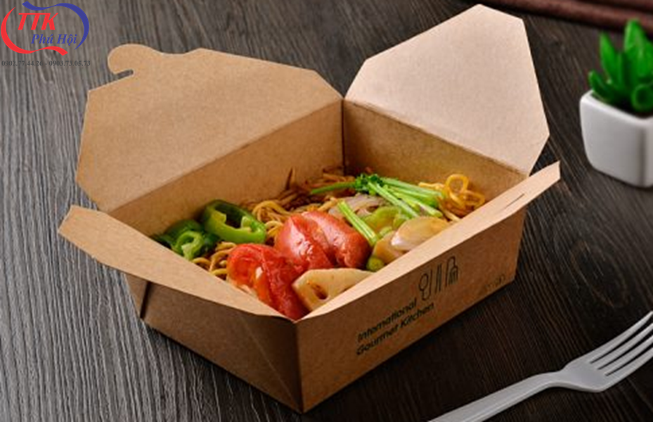 Hộp giấy kraft 700ml - nắp gài chéo 