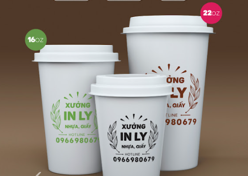 In ly giấy, cốc giấy 9oz-270ml đựng Americano, latte, cacao nóng, sữa đậu nành.