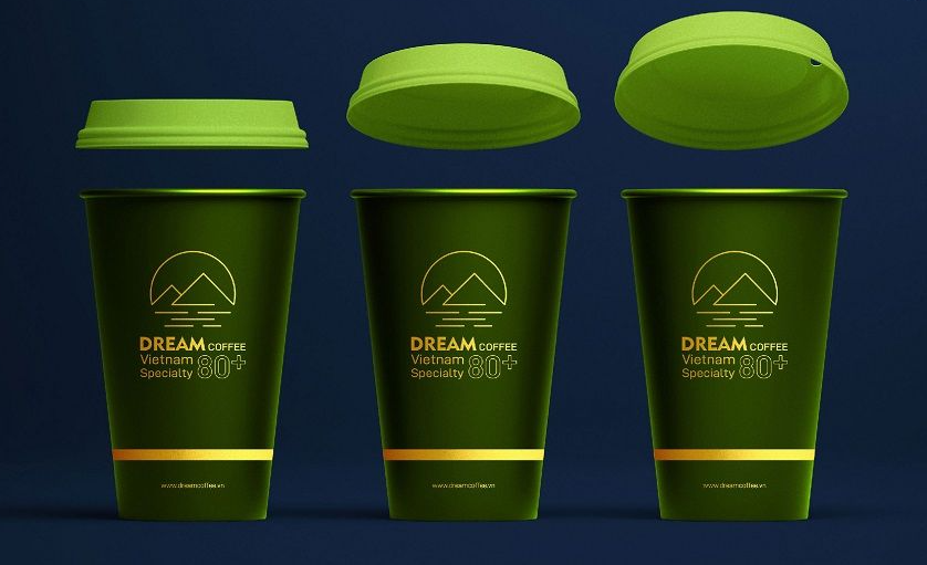 In ly giấy, cốc giấy 9oz-270ml đựng Americano, latte, cacao nóng, sữa đậu nành.