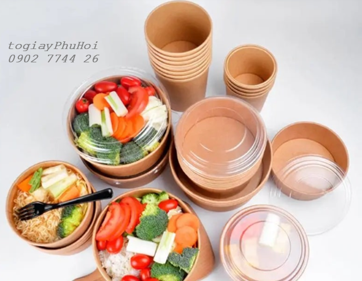 Tô giấy kraft 36oz (1030ml) - có khay 2 tầng