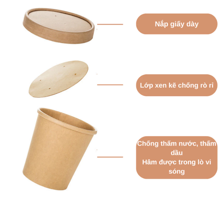 Tô giấy kraft 780ml- nắp giấy