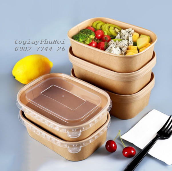 Tô giấy kraft chữ nhật 580ml