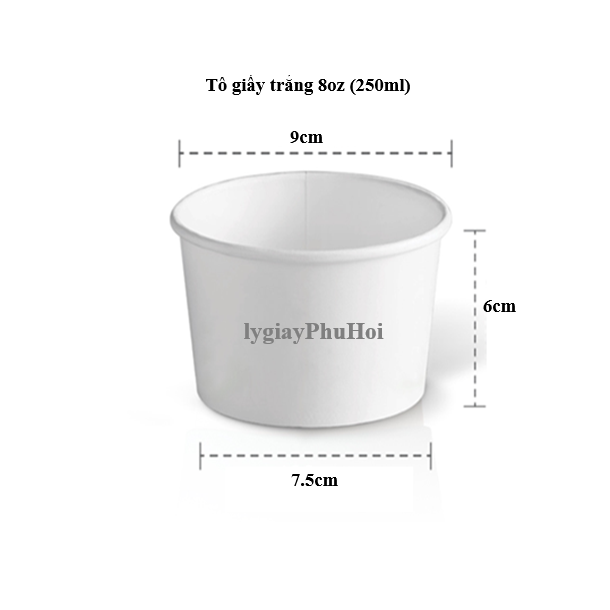 Tô giấy trắng 8oz (250ml)