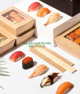 Hộp giấy Kraft đựng sushi
