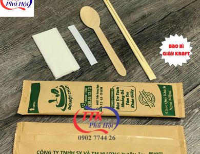 Bộ muỗng đũa tăm giấy combo 4 món