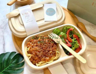 Hộp bã mía 2 ngăn đựng cơm