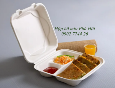 Hộp bã mía 3 ngăn đựng cơm