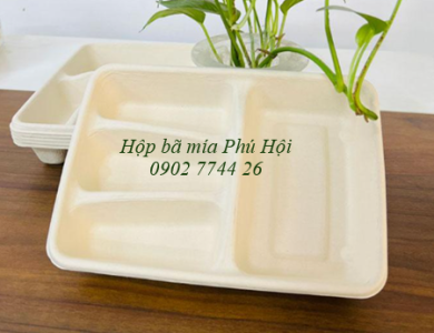 Hộp bã mía 4 ngăn đựng cơm