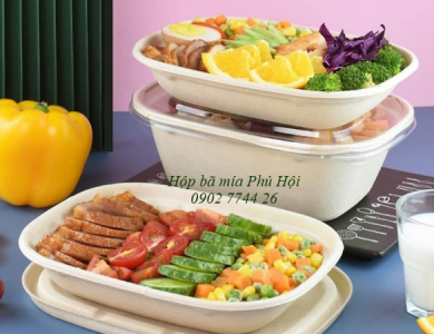 Hộp bã mía đựng mì xào