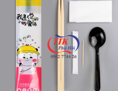 In Combo 4 trong 1 đũa muỗng tăm giấy