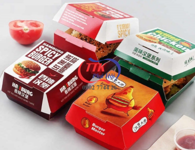 In hộp giấy đựng bánh hamburger