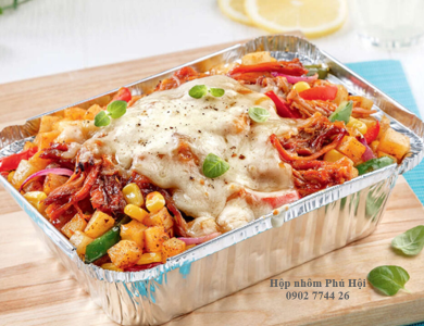 Khay giấy bạc 1 ngăn đựng bún, mì, cơm chiên
