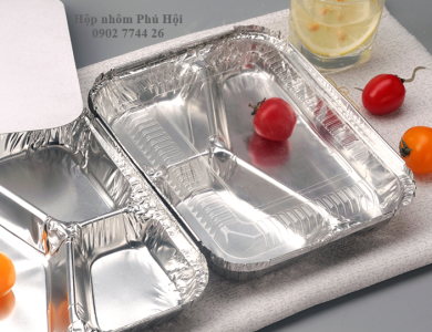 Khay giấy bạc 3 ngăn đựng cơm
