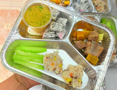 Khay giấy bạc 3 ngăn đựng cơm