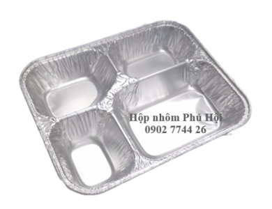 Khay giấy bạc 4 ngăn đựng cơm