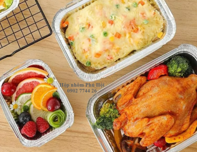 Khay giấy bạc đựng cơm văn phòng