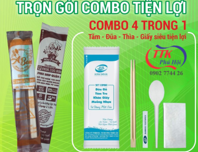 Set muỗng đũa tăm giấy và khăn