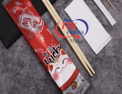Set muỗng đũa tăm giấy và khăn
