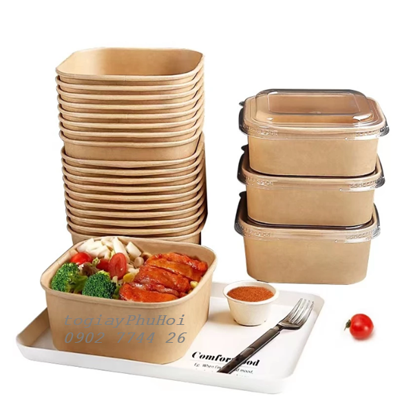 Tô giấy kraft vuông 1000ml