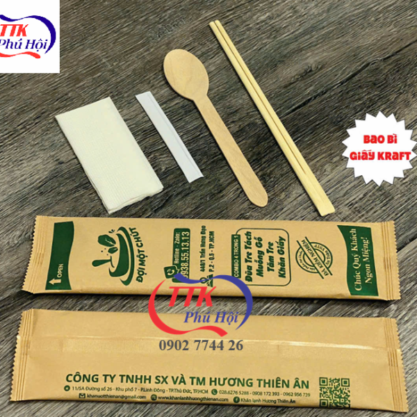 Bộ muỗng đũa tăm giấy combo 4 món