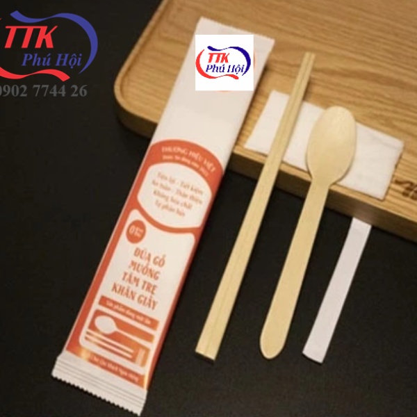 Bộ muỗng đũa tăm giấy combo 4 món