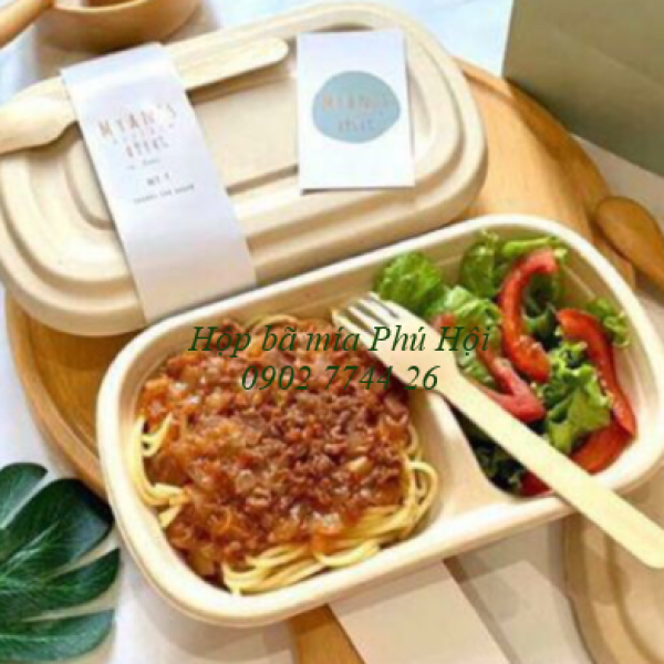 Hộp bã mía 2 ngăn đựng cơm