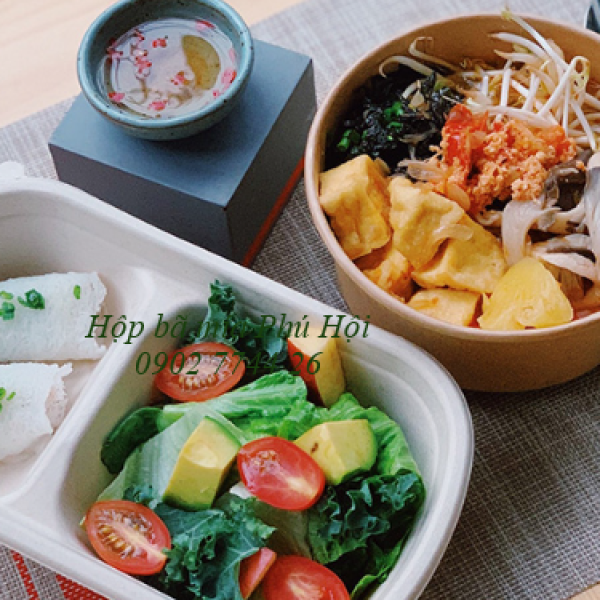 Hộp bã mía 2 ngăn đựng cơm