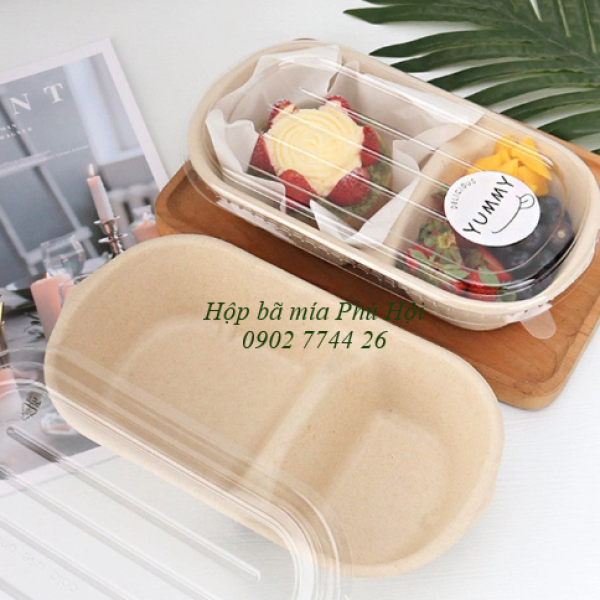 Hộp bã mía 2 ngăn đựng cơm