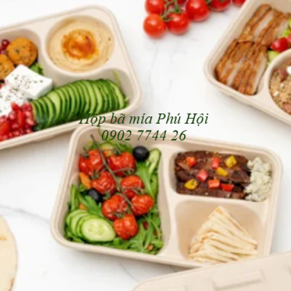 Hộp bã mía 3 ngăn đựng cơm