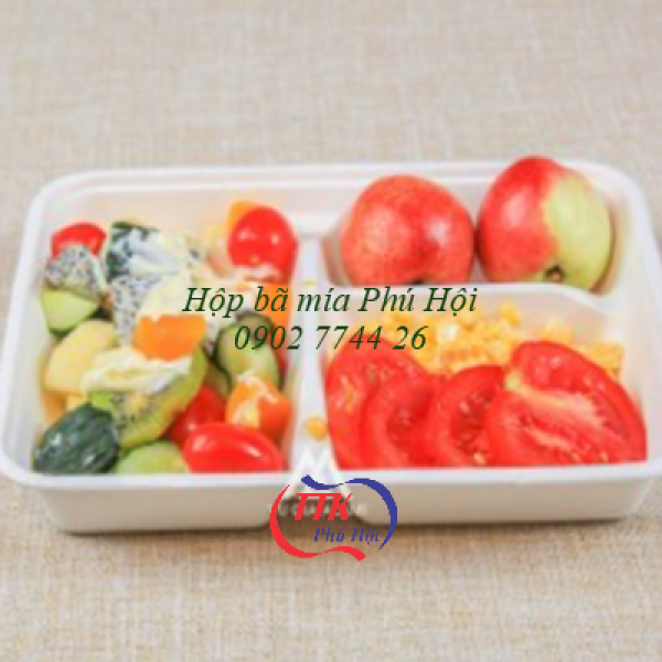 Hộp bã mía 3 ngăn đựng cơm