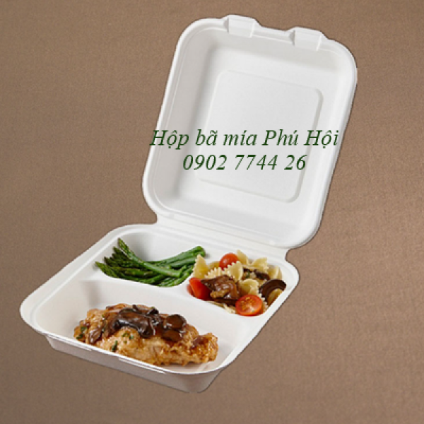 Hộp bã mía 3 ngăn đựng cơm