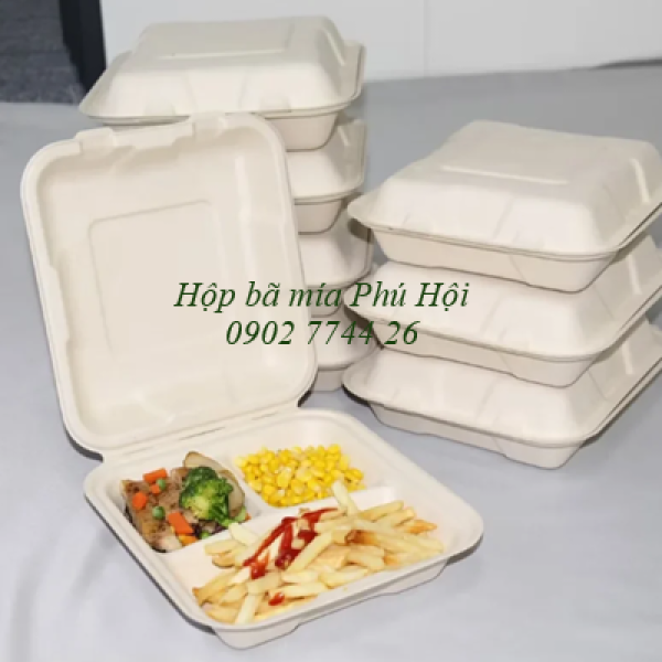 Hộp bã mía 3 ngăn đựng cơm