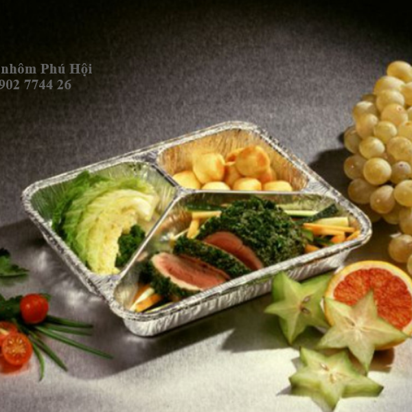 Hộp nhôm đựng thực phẩm 3 ngăn