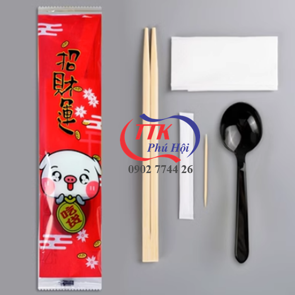 In Combo 4 trong 1 đũa muỗng tăm giấy