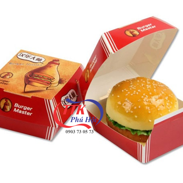 In hộp giấy đựng bánh hamburger