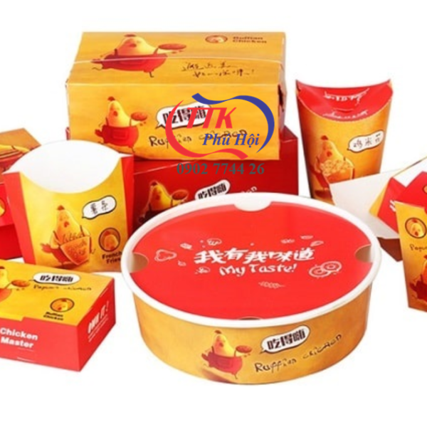 In hộp giấy đựng bánh hamburger