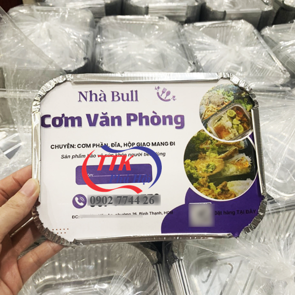 In logo lên nắp khay giấy bạc
