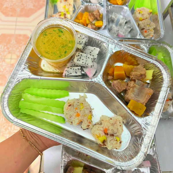 Khay giấy bạc 3 ngăn đựng cơm