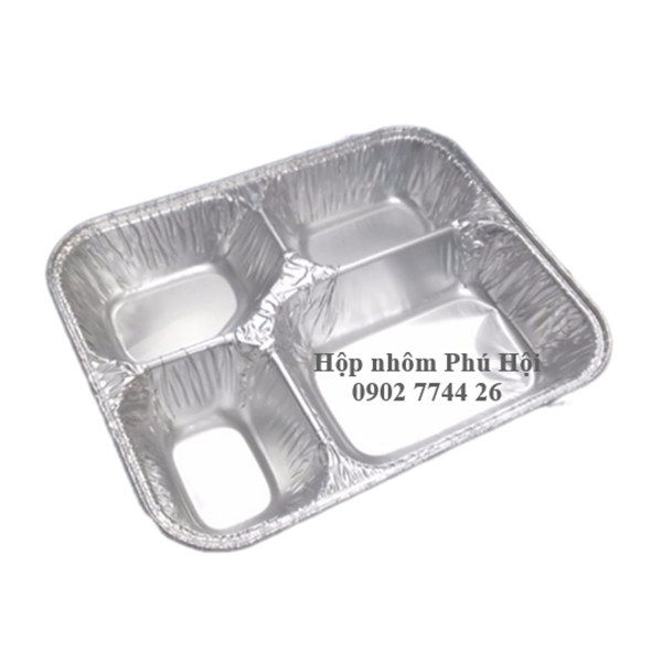Khay giấy bạc 4 ngăn đựng cơm