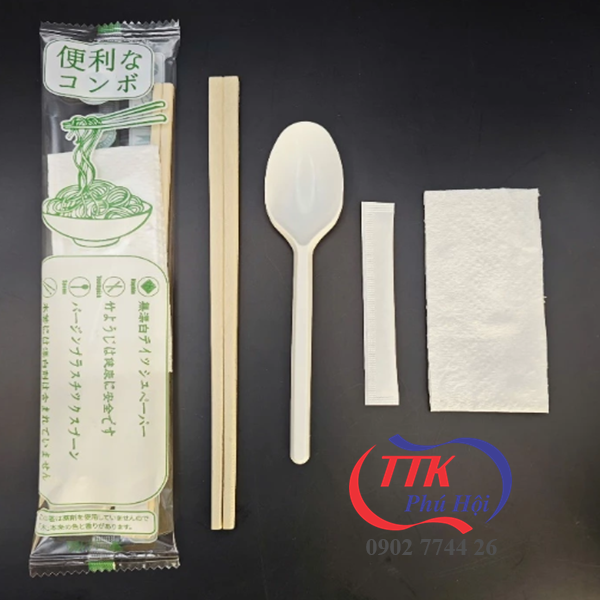 Set muỗng đũa tăm giấy và khăn