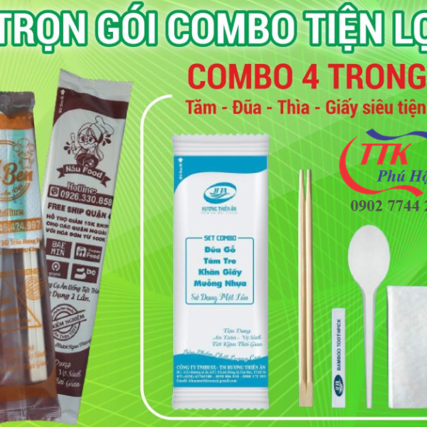 Set muỗng đũa tăm giấy và khăn