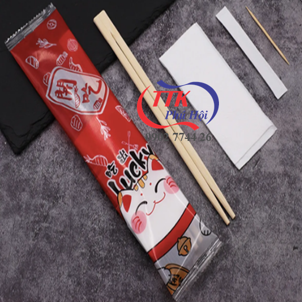 Set muỗng đũa tăm giấy và khăn