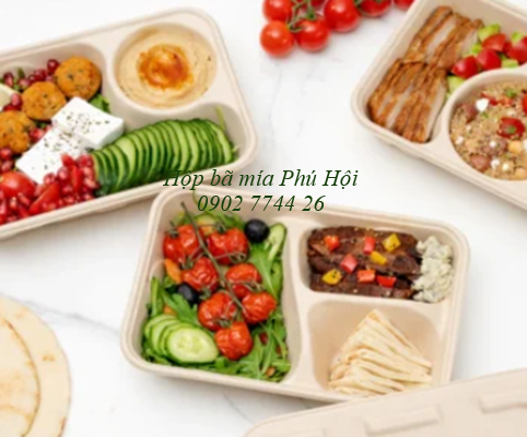 Hộp bã mía 3 ngăn đựng cơm