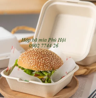 Hộp bã mía đựng hamburger tại quận 10, quận 11, quận 12 TP HCM
