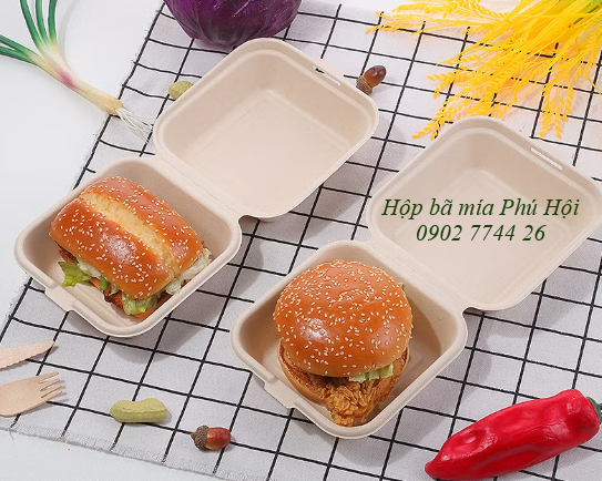 Hộp bã mía đựng hamburger tại quận 10, quận 11, quận 12 TP HCM